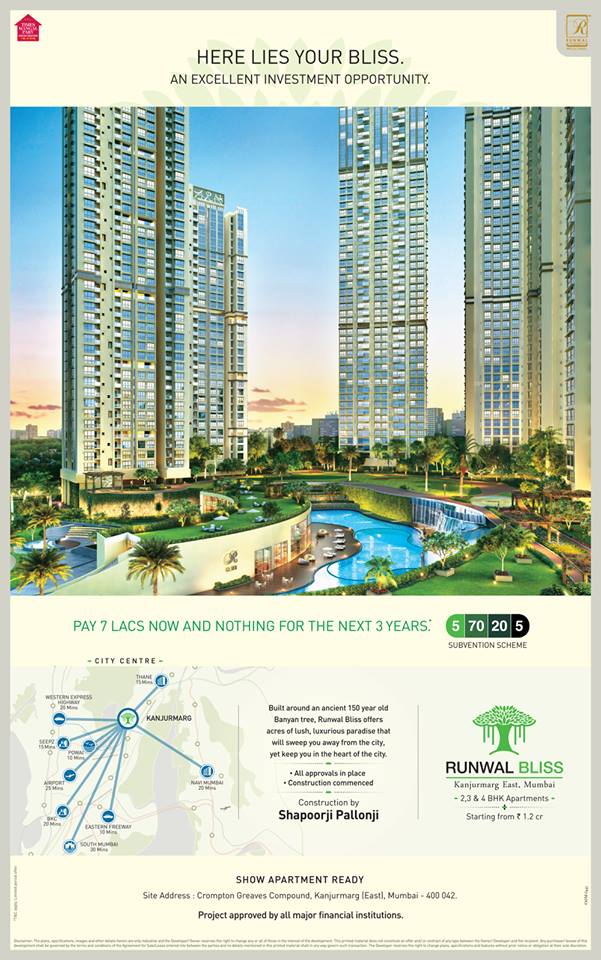 Pay 7 lacs now and relax for the next 3 years at Runwal Bliss in Mumbai Update